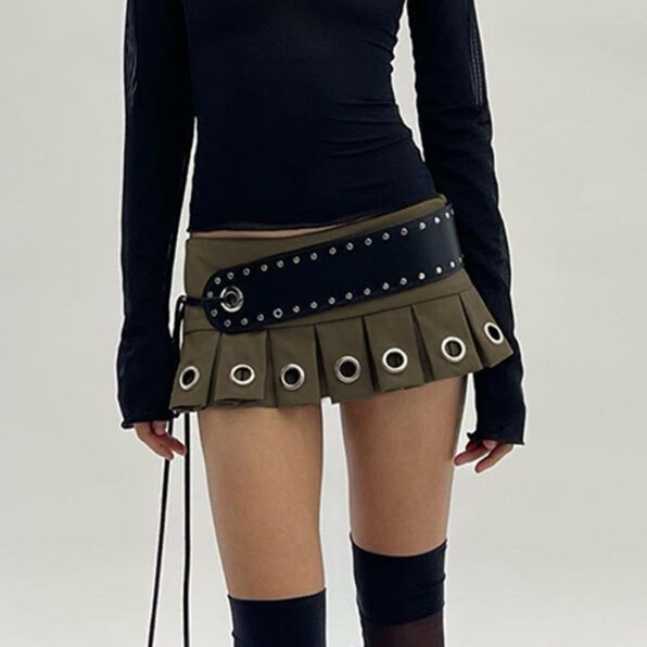 Mini Skirt W/ Leather Big Belt