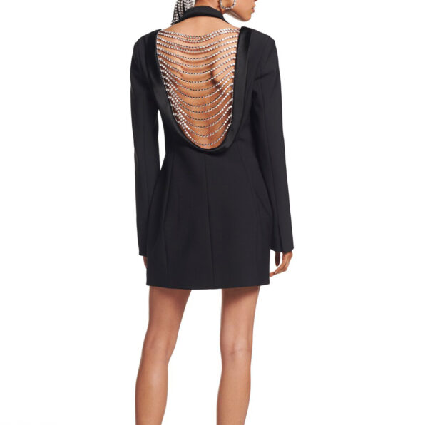 Backless  Diamond Chain Blazer Dress