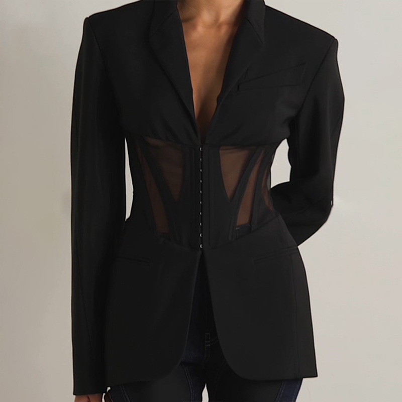 Boning Corset Mesh Blazer