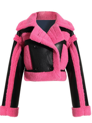 Big Collared Motorcycle  Faux Fur Jacket