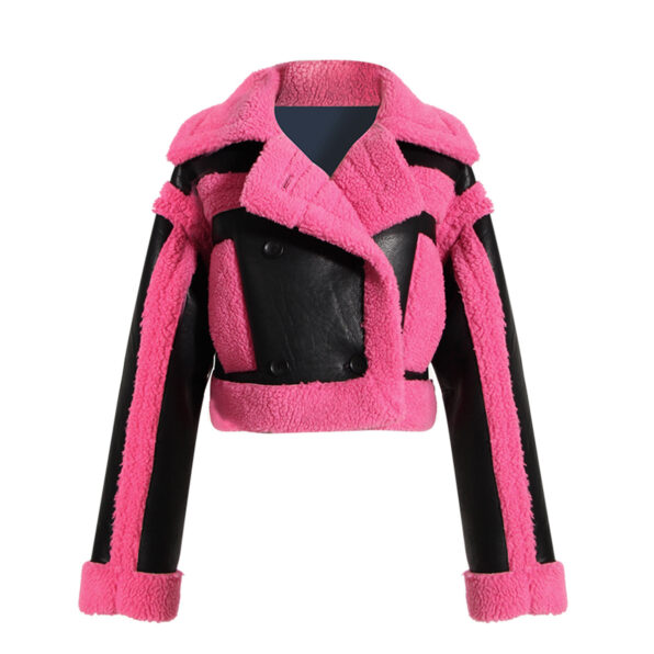 Big Collared Motorcycle  Faux Fur Jacket