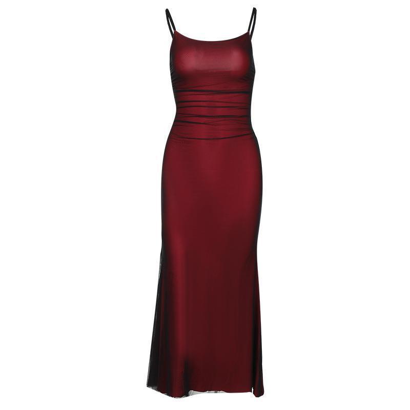 Women Contrast Color Suspenders Dress Summer Sexy Slim Fit Pure Dress for Women - Image 5