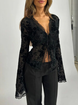 Pleated Bell Sleeve Top