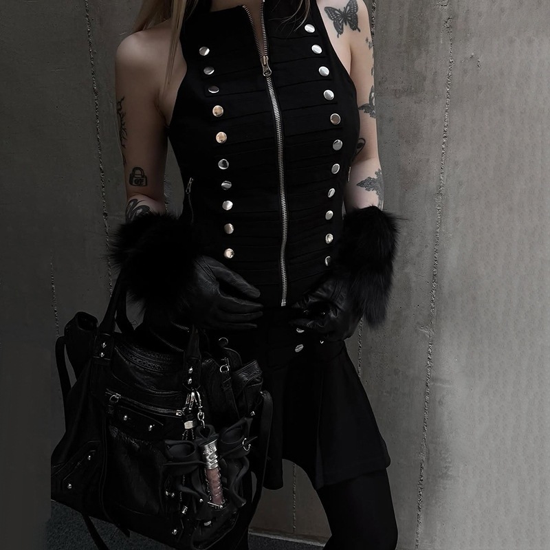 Metal Buckle Sleeveless Top - Image 3