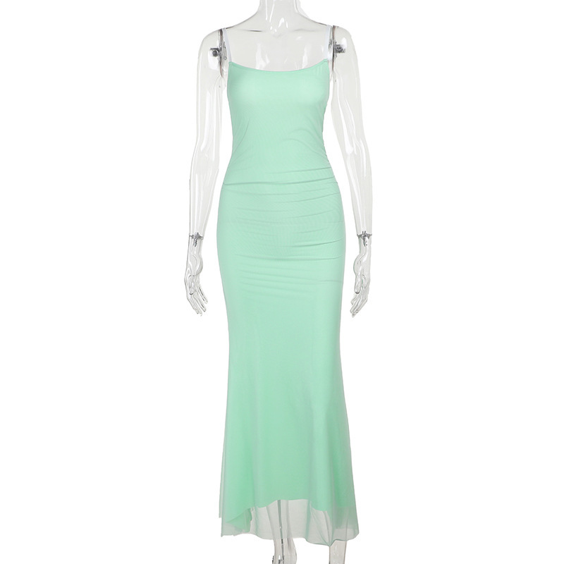 Women Contrast Color Suspenders Dress Summer Sexy Slim Fit Pure Dress for Women - Image 19