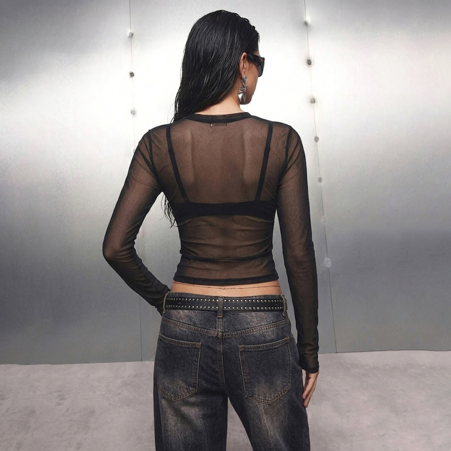Dark Embroidery Long Sleeve Top - Image 4