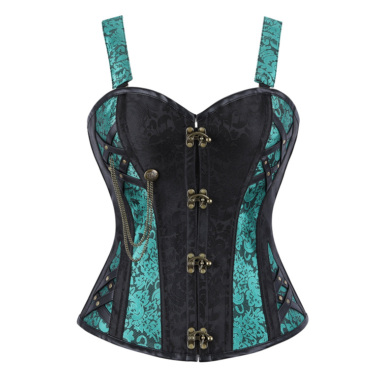 Black & Green Double Shoulder Corset - Image 8